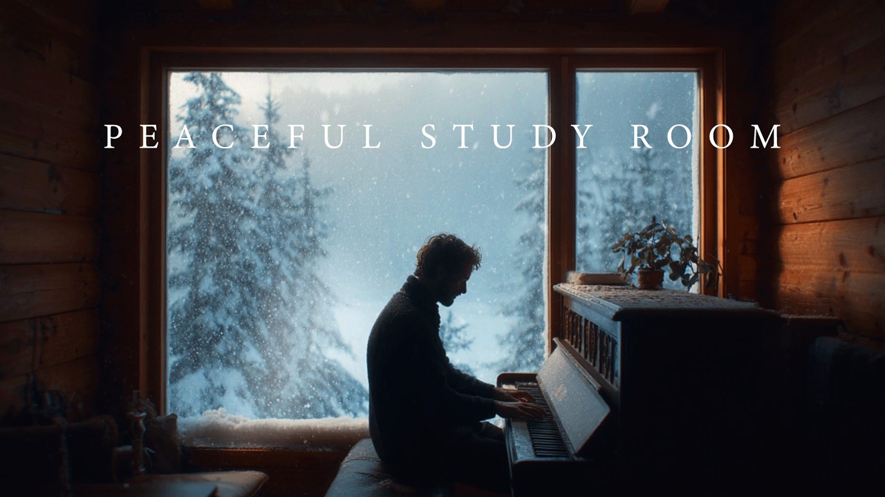 Snowy Forest Room at Night | Relaxing Piano Music for Study, Focus and Deep Work