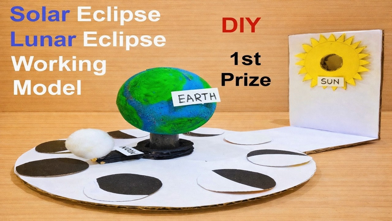 solar and lunar eclipse 3D working model  making | DIY howtofunda | science project