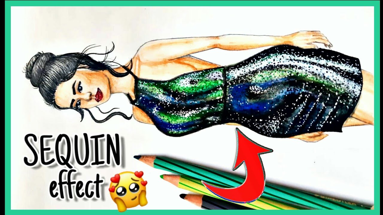 How to paint a SEQUIN dress || TUTORIAL: SEQUIN EFFECT || Fabric rendering || Avishaa