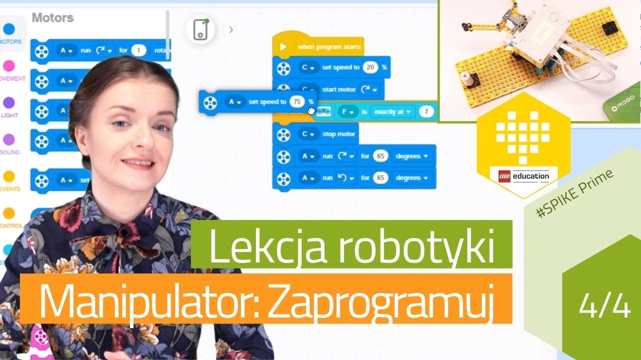 Budujemy i programujemy Manipulator z LEGO SPIKE Prime - część 4 - Zaprogramuj robota
