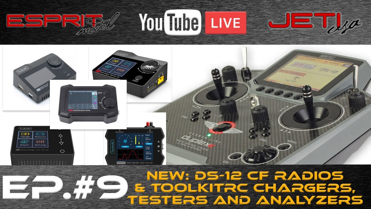 Esprit Tech Live EP. #9 - : NEW: DS-12 CF Radios & ToolKit RC Chargers, Testers & Analyzers