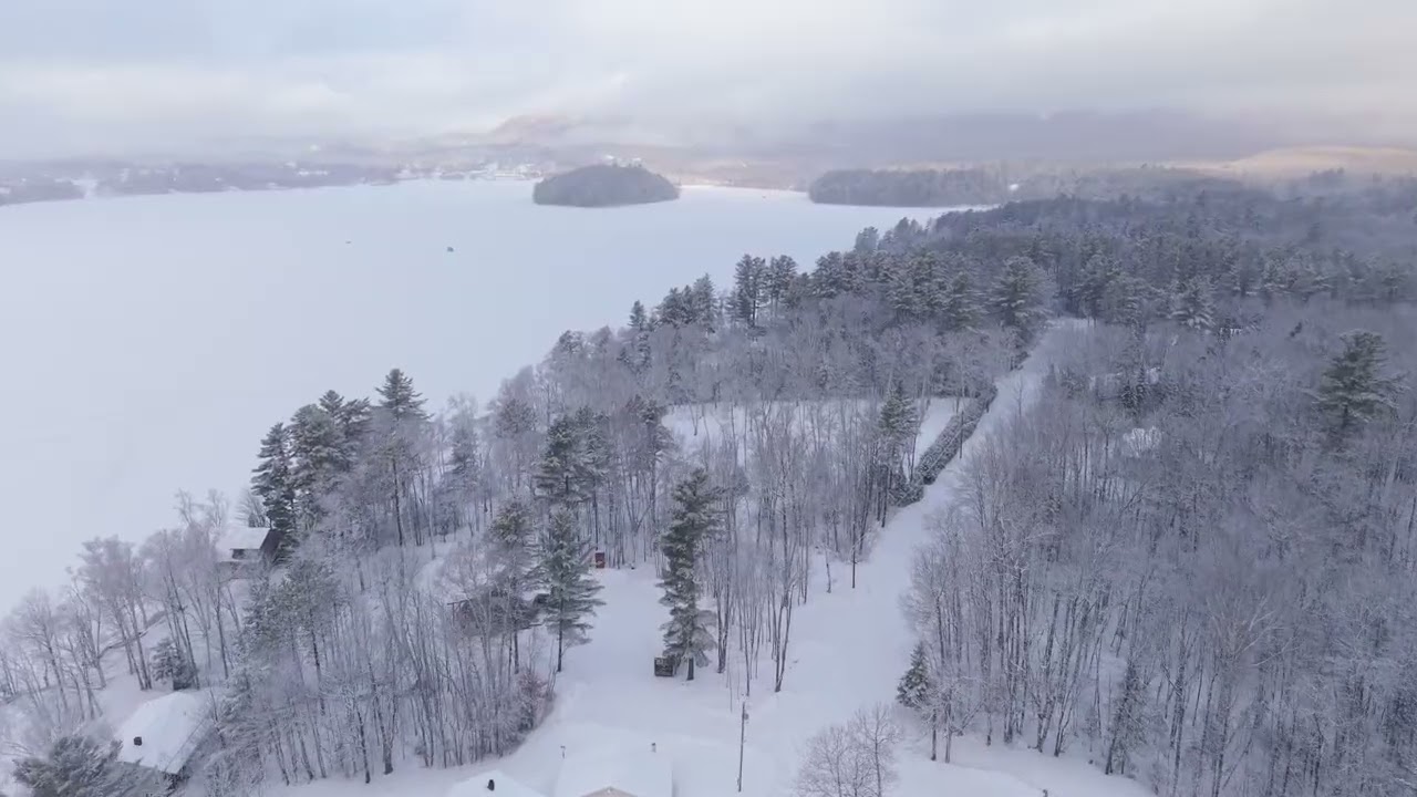 Drone View of Wet Snow Sticking To Trees in New England - Island Pond, Vermont - January 11, 2026