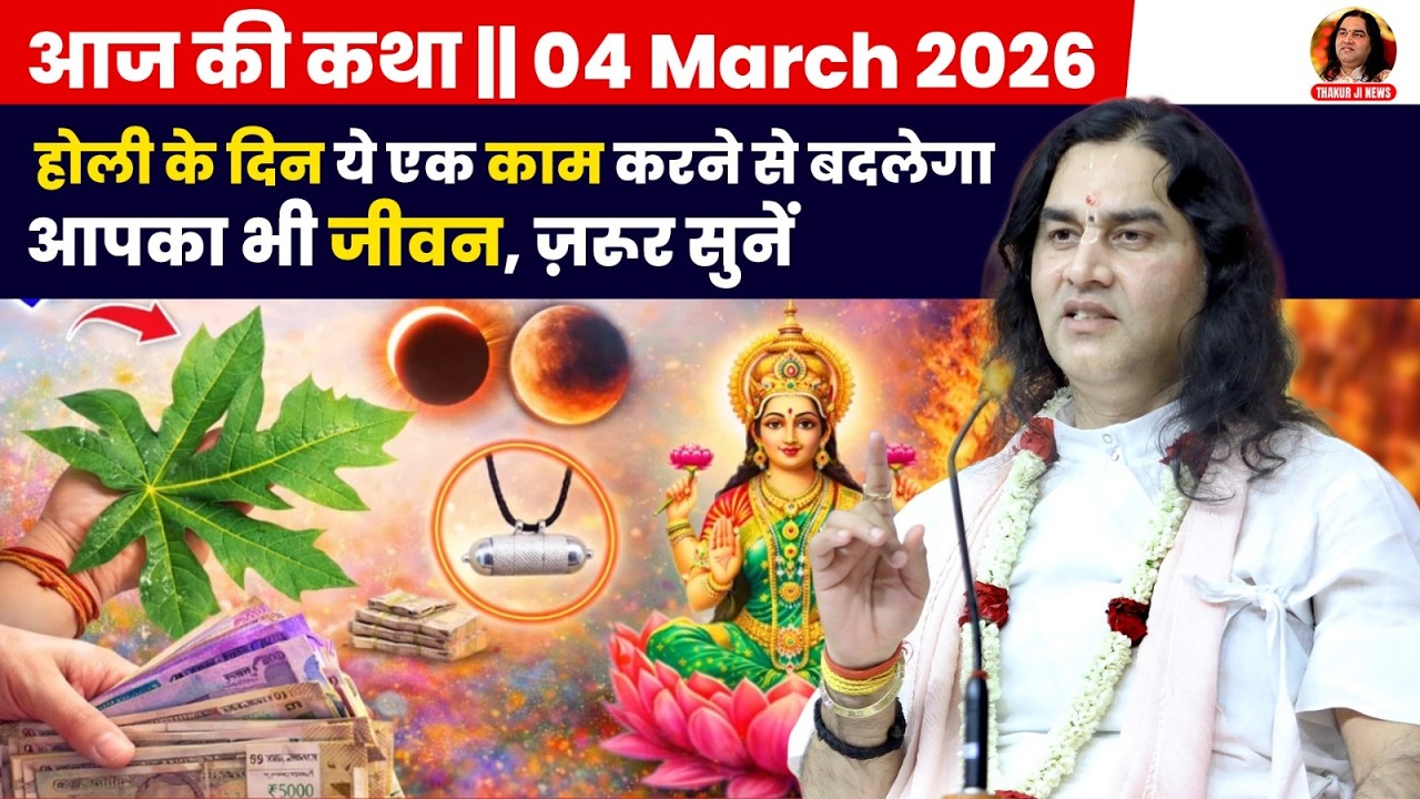 आज की कथा || 04 March 2026  || होली के दिन ये एक काम करने से बदलेगा आपका भी जीवन, ज़रूर सुनें।