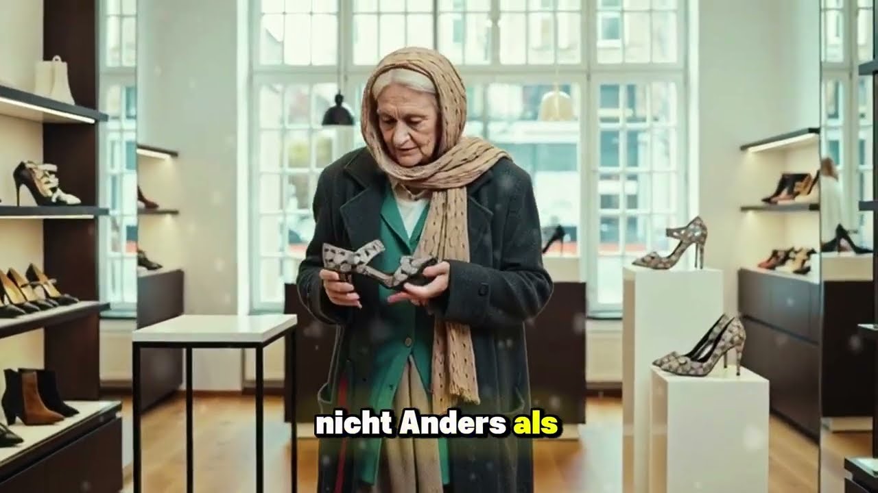 „Darf ich diese Schuhe anprobieren?“, fragte die 90-jährige Frau. Die Verkäuferin lacht..