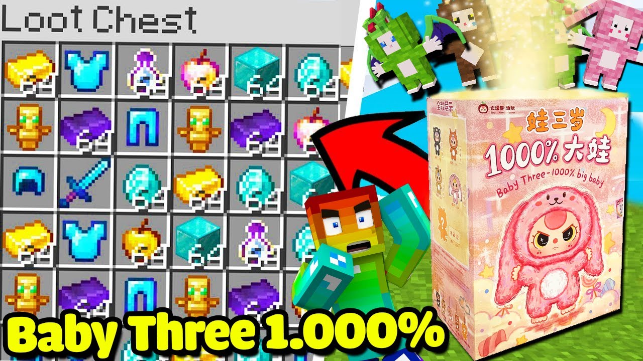 MINI GAME : CUỘC CHIẾN MỞ BABY THREE MINECRAFT 1000% ** NOOB MỞ BABY THREE RỒNG 1000% VIP NHẤT ??