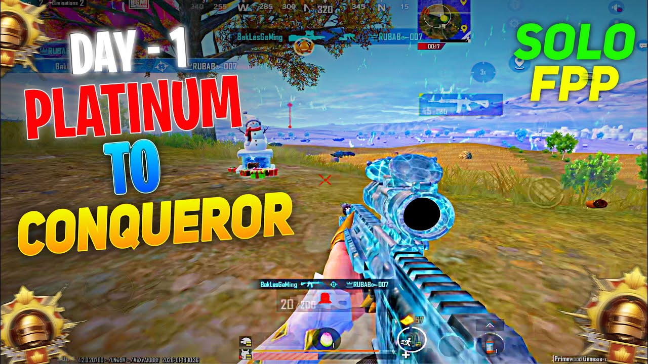 SOLO FPP : DAY - 1 😍 PLATINUM 2 TO CONQUEROR RANK PUSH IN SOLO FPP || SOLO FPP RANK PUSH TIPS 🔥✅