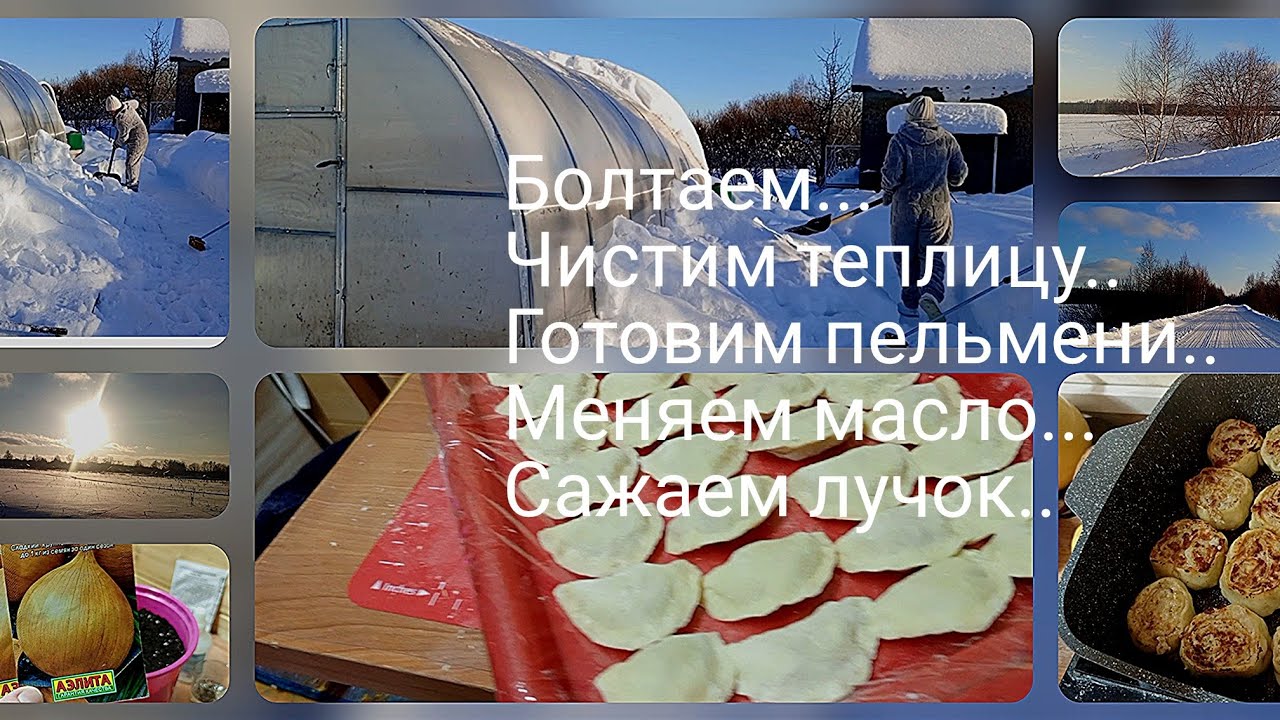 #живемвдеревне  Болтаем..., чистим снег,лепим пельмешки,меняем масло,сажаем лук и просто кайфуем ❤
