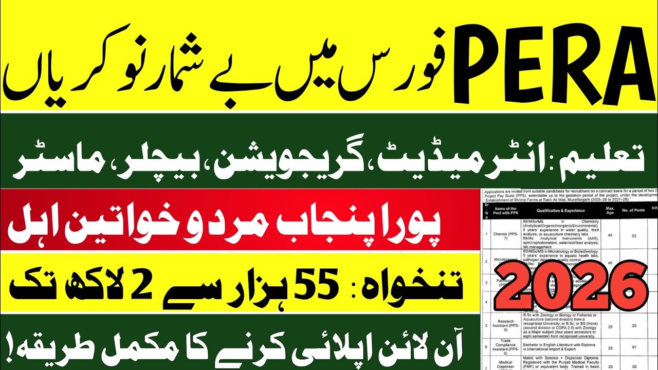 PERA Jobs 2026 | Apply Online in Punjab | Latest Govt Jobs 2026