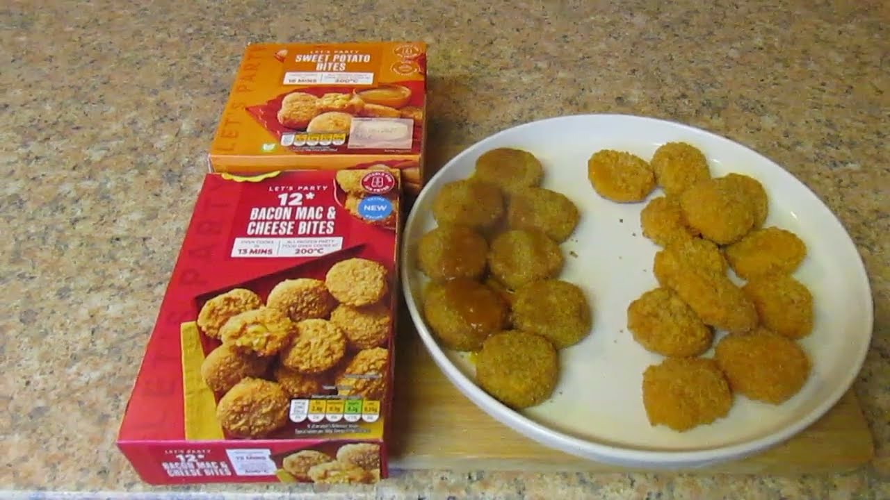 Bacon Mac & Cheese Bites - Sweet Potato Bites - Aldi - Lets Party - £0.99p each - Food Review -