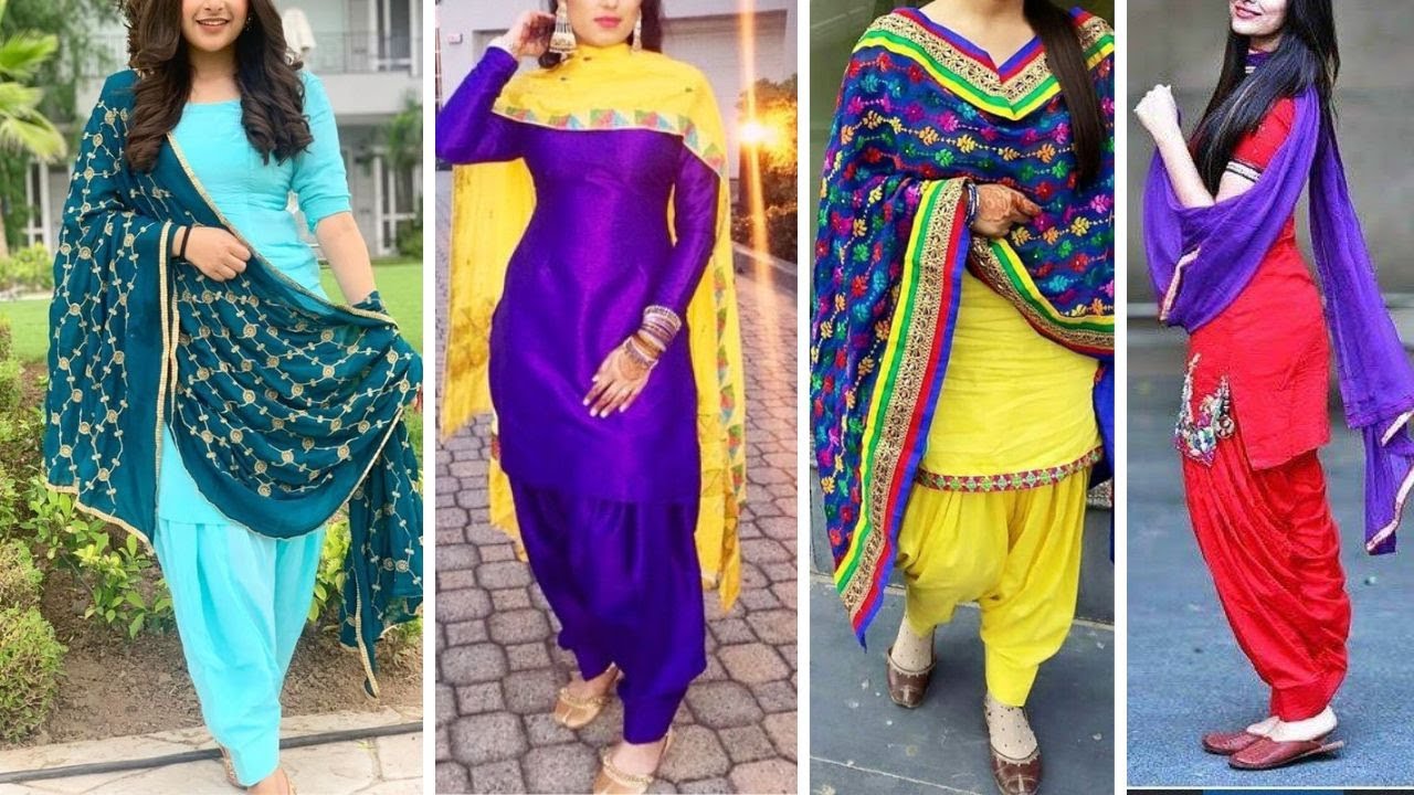 Top 50 Plain Punjabi Suit Ideas | Plain Punjabi Suits with Contrast Dupatta Ideas | Contrast Dupatta