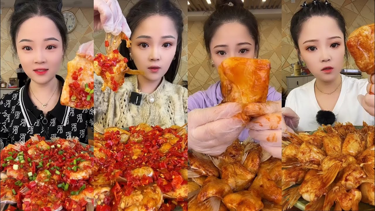 CHINESE MUKBANG SPICY FOOD (FISH TAIL)@Xiao Yu Mukbang @Bingxin666 Mukbang EATING SHOW