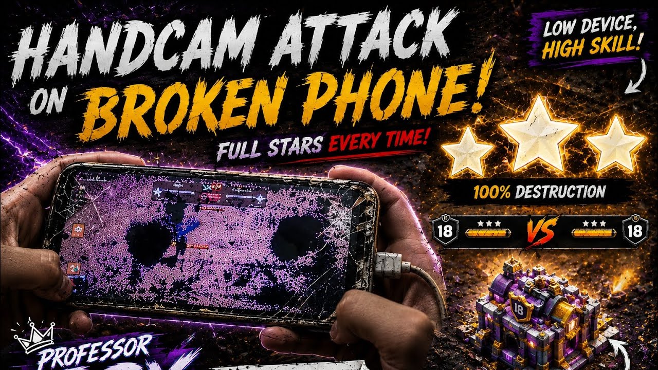Professor JoDX - Handcam COC Gameplay on Worst Phone Ever 💥 #clashofclans #gaming #th18#handcam #coc