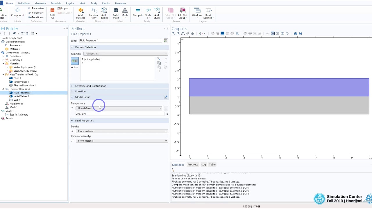 modeling a multiphysics fluid flow and heat transfer in COMSOL multiphysics 5.3a