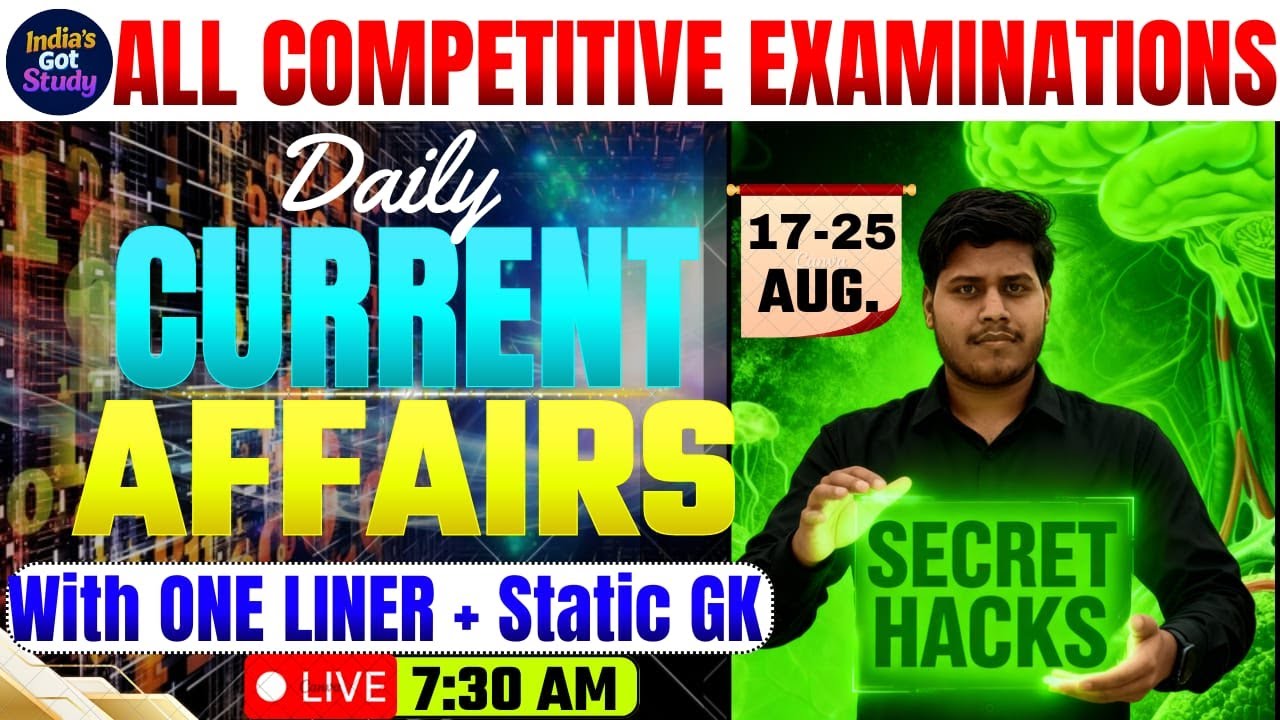 AUGUST 2025 Current Affairs | Day-3 |  रेलवे, SSC, Bihar Exams | Monthly Current Affairs #ABSIR