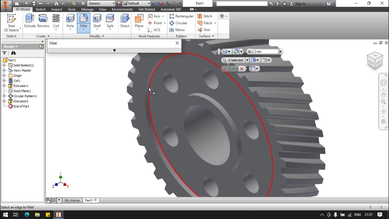 Autodesk Inventor Example 8 Helical Gear Design