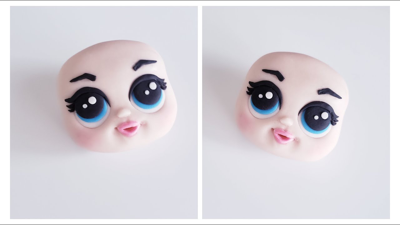 How to make Doll LOL fondant clay face tutorial - лепка личико куклы ЛОЛ из мастики