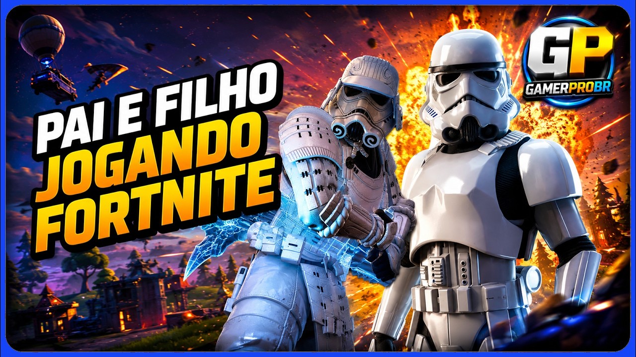 Pai Coroa e Filho jogando Fortnite