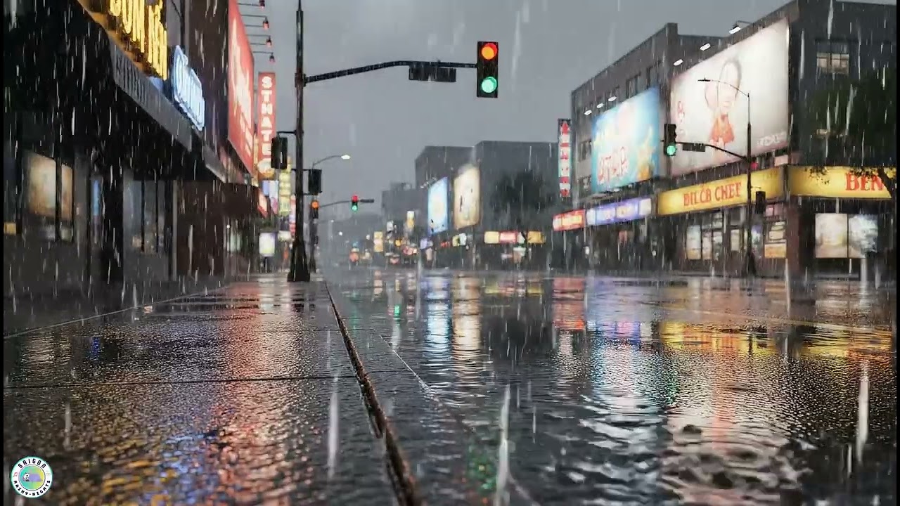 Rain Sounds at Traffic Lights – Night City Rain for Deep Sleep | No Music