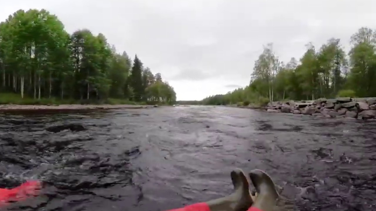 VR 360 video - Floating down the rapids, Wild Taiga Finland