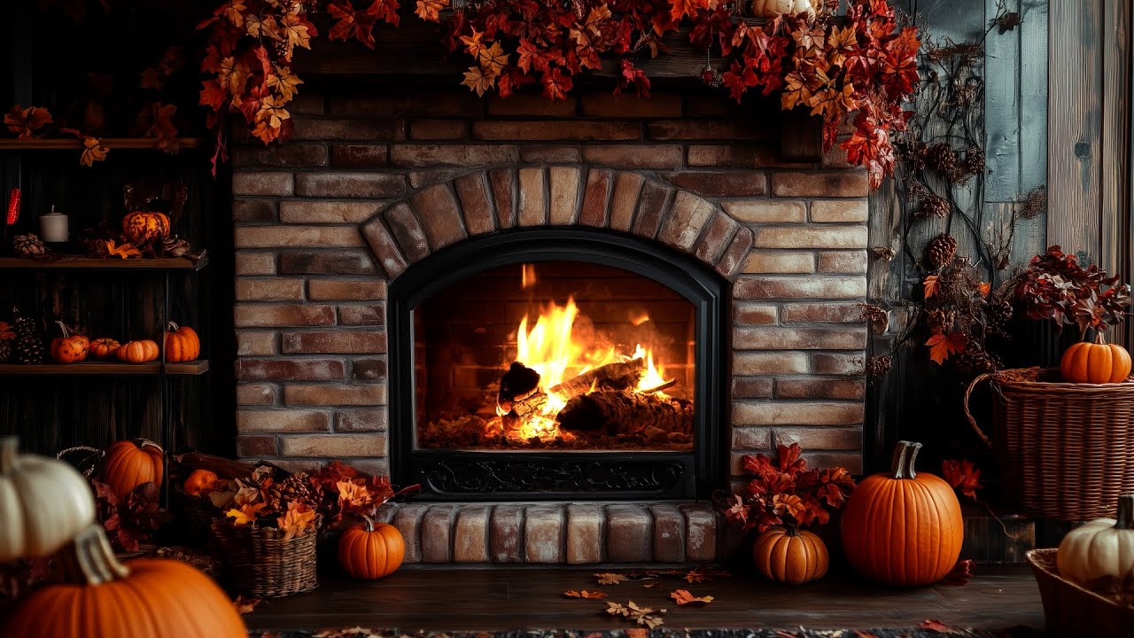 Осенний камин (12 ЧАСОВ) 🔥 Потрескивающий огонь и уютная атмосфера