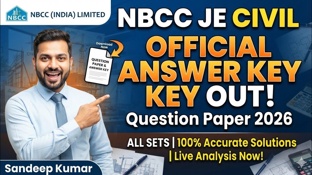#NBCC JE CIVIL EXAM OFFICIAL QUESTION PAPER ANSWER KEY 2026. #NBCC JE civil Exam official paper 