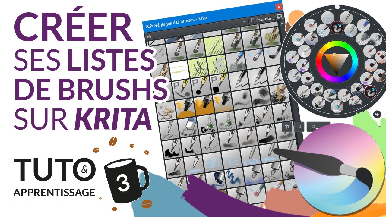 Créer ses listes de brushs sur Krita - Tuto et apprentissage 3 - Tutorial français -  ☕coffee time
