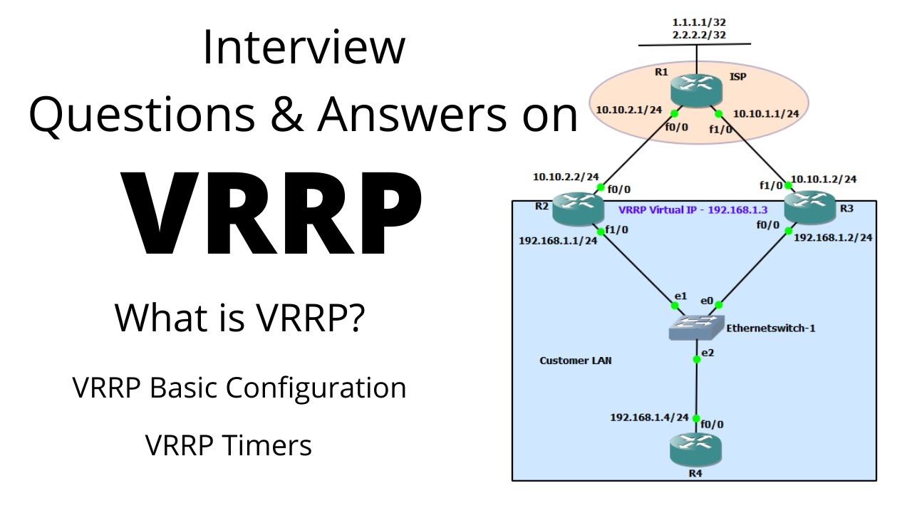 Interview Questions and Answers on VRRP | Virtual Router Redundancy Protocol