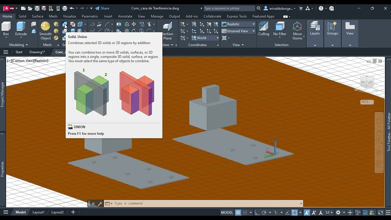 Comando UNION AutoCad