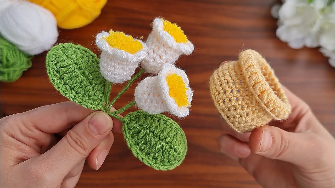 3D⚡💯Wow Amazing💯👌 How to make an eye-catching crochet home ornament?🌿 How to knit pots and leaves 🌿