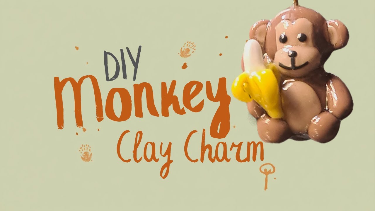Making a Cute Monkey Clay Charm 🍌 | Cold Porcelain Clay Miniature Tutorial