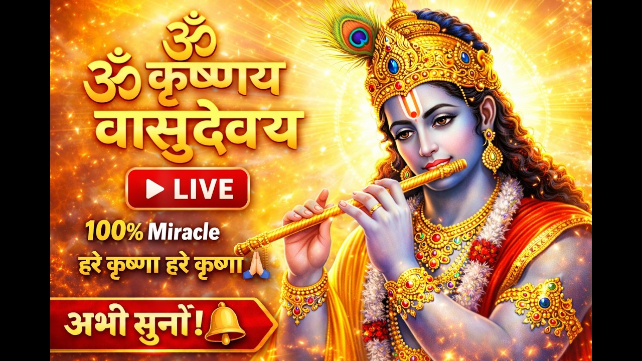 ॐ कृष्णाय वासुदेवाय | Krishna Mantra Live | सुनते ही चमत्कार | हर मनोकामना पूर्ण होगी