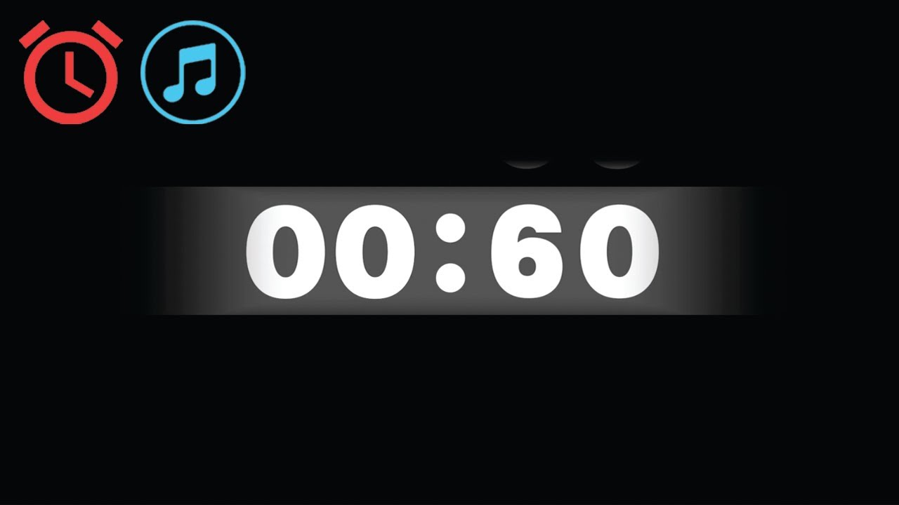 60 Seconds (1 Minute) Digital Countdown Timer | Clock Sound & Background Music