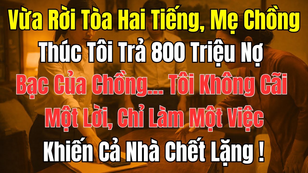 Câu Chuyện Gia Đình: Vừa Rời Tòa 2 Giờ, Mẹ Chồng Ép Trả 800 Triệu – Cái Kết Khiến Cả Nhà Đứng Hình!