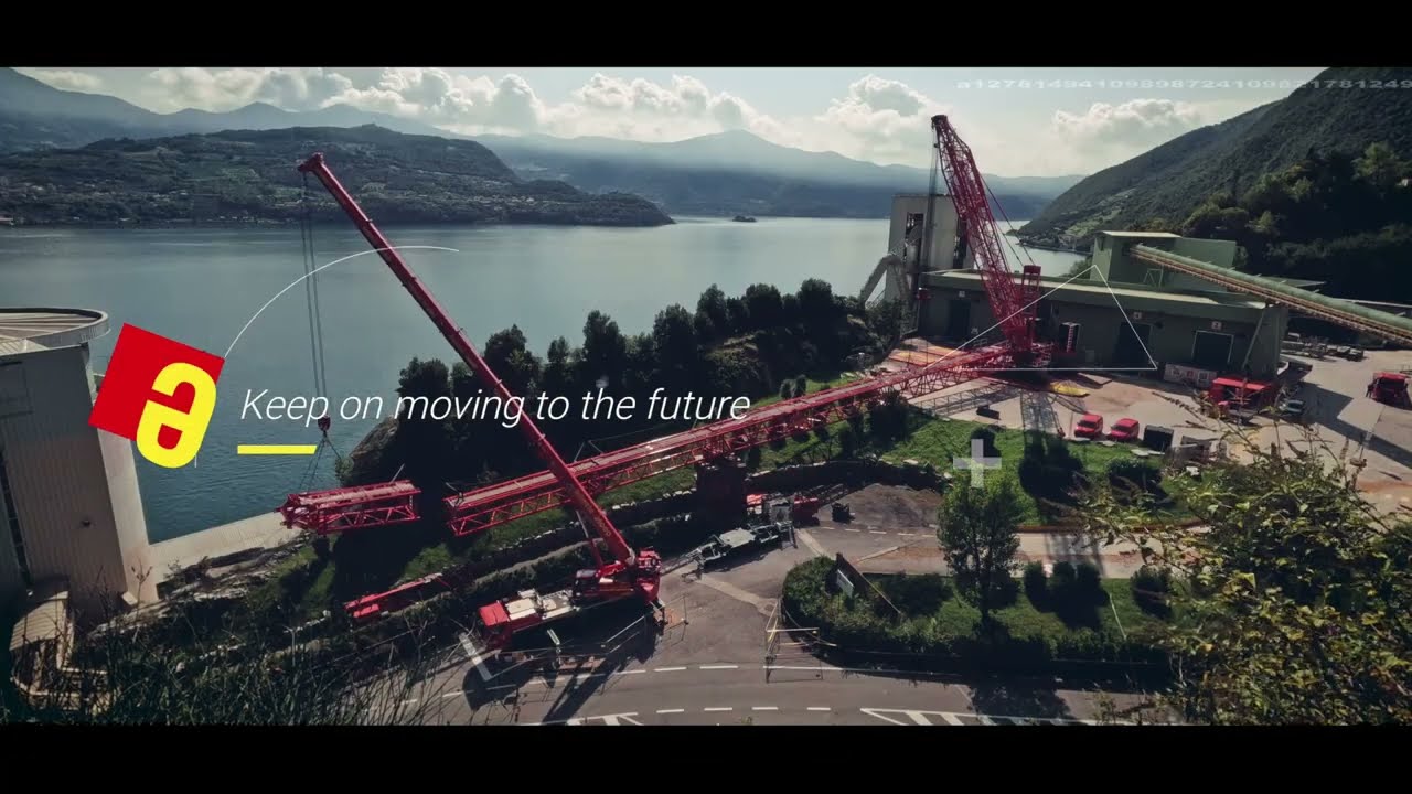 Tadano crawler crane CC 38.650-1 lifting in concrete factory Iseo lake