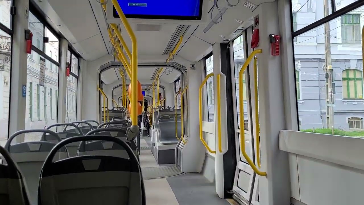 Timişoara: inside Bozankaya tram nr. 1015 (STPT), route 1