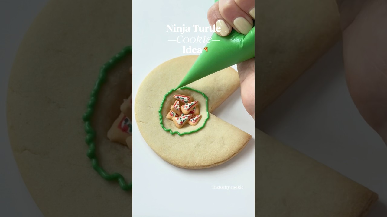 Ninja Turtle Cookie Idea 💚Recipes and Cutters link in bio #cookiedecorating #satisfying #ideas
