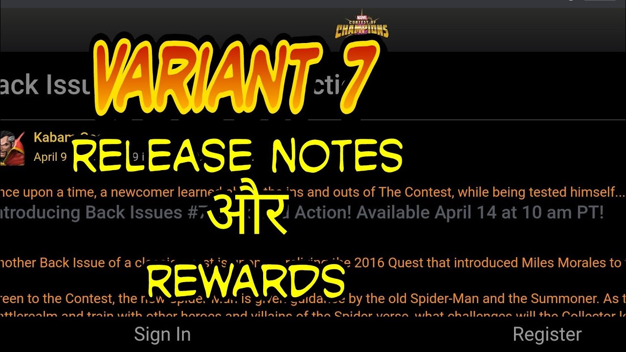 Back Issues 7: Arachnid Action release notes MCOC [Hindi]