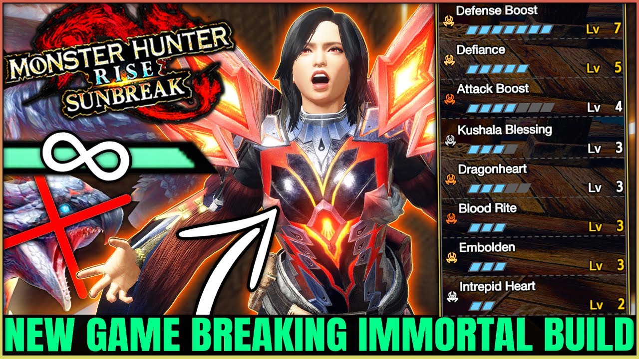 New BROKEN OP Immortal Build - NEVER Cart & BIG Damage - All Weapons - Monster Hunter Rise Sunbreak!