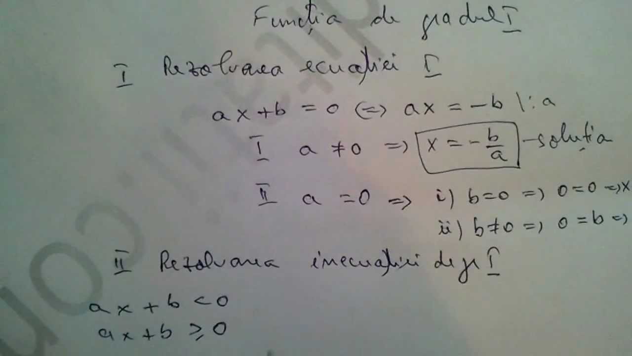 Ecuatia si incuatia de gradul 1