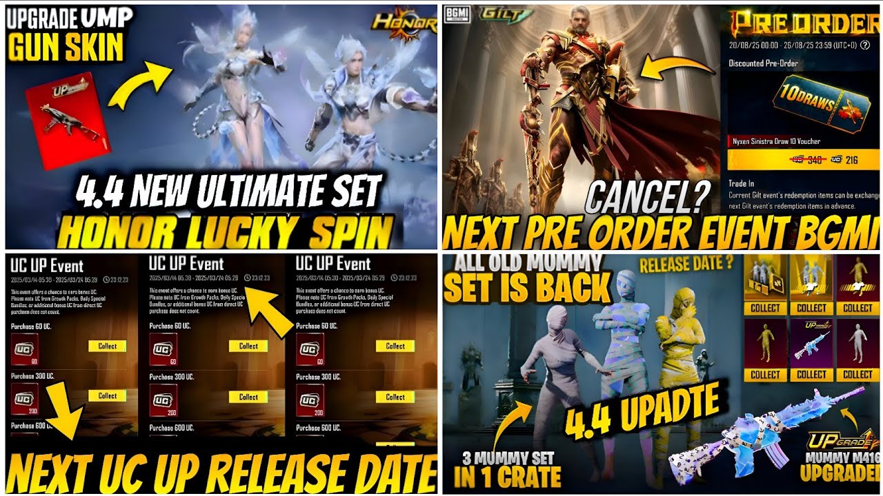 🔴NEXT PRE ORDER EVENT BGMI😍| NEXT UC UP EVENT BGMI🔥| NEXT ULTIMATE SET BGMI 4.4😱| MUMMY SET RETURN?
