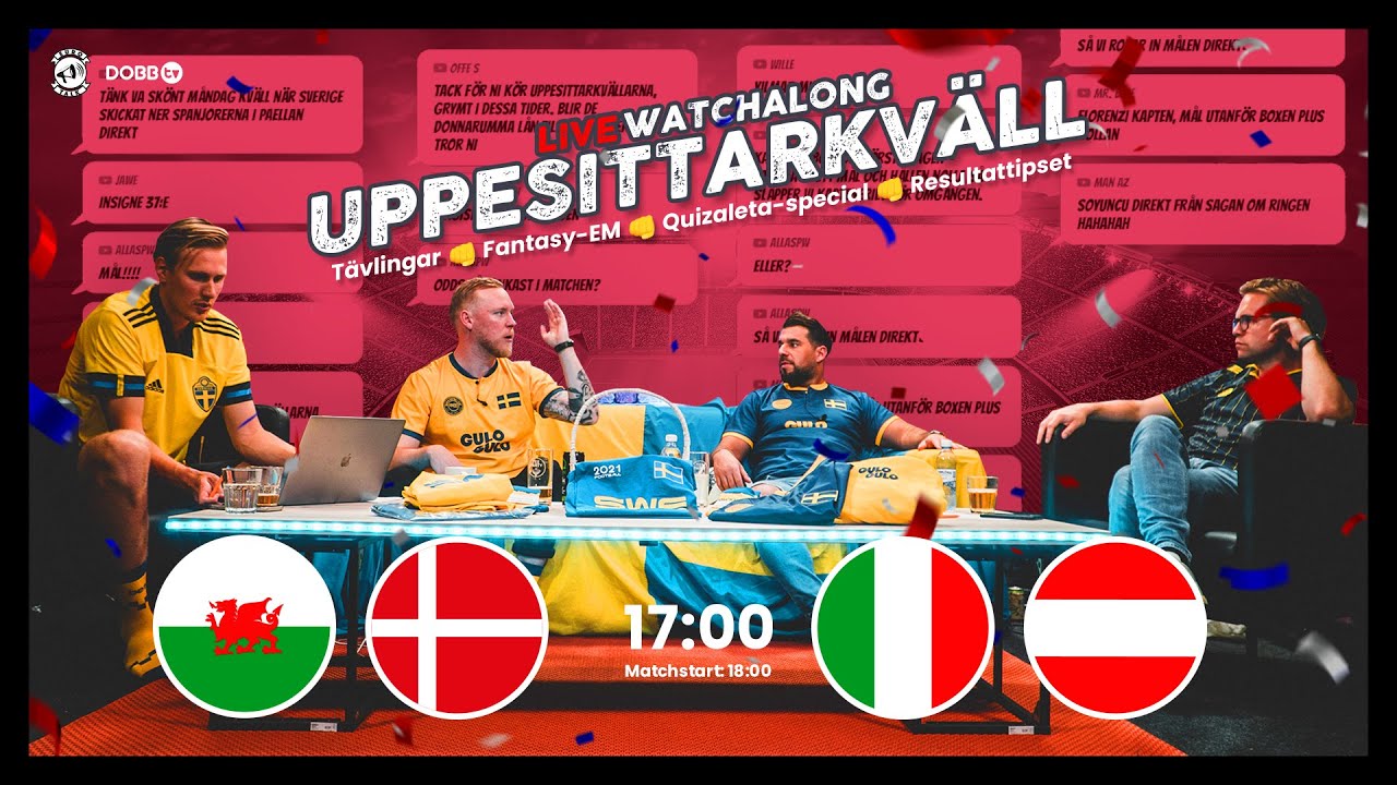 EM2020 Wales v Danmark & Italien v Österrike | Uppesittarkväll med Eurotalk