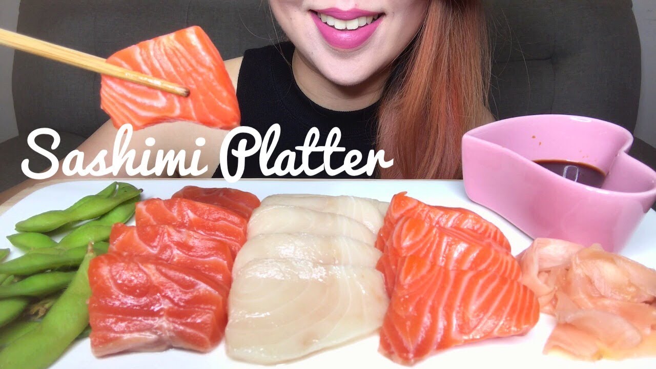 ASMR RAW SALMON & BUTTERFISH | SASHIMI PLATTER | EATING SOUNDS (No Talking)