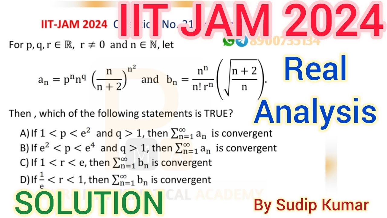 IIT JAM 2024 Real Analysis Solution | IIT JAM 2024 Mathematics Q.No 21 Solution | Section A | By PMA