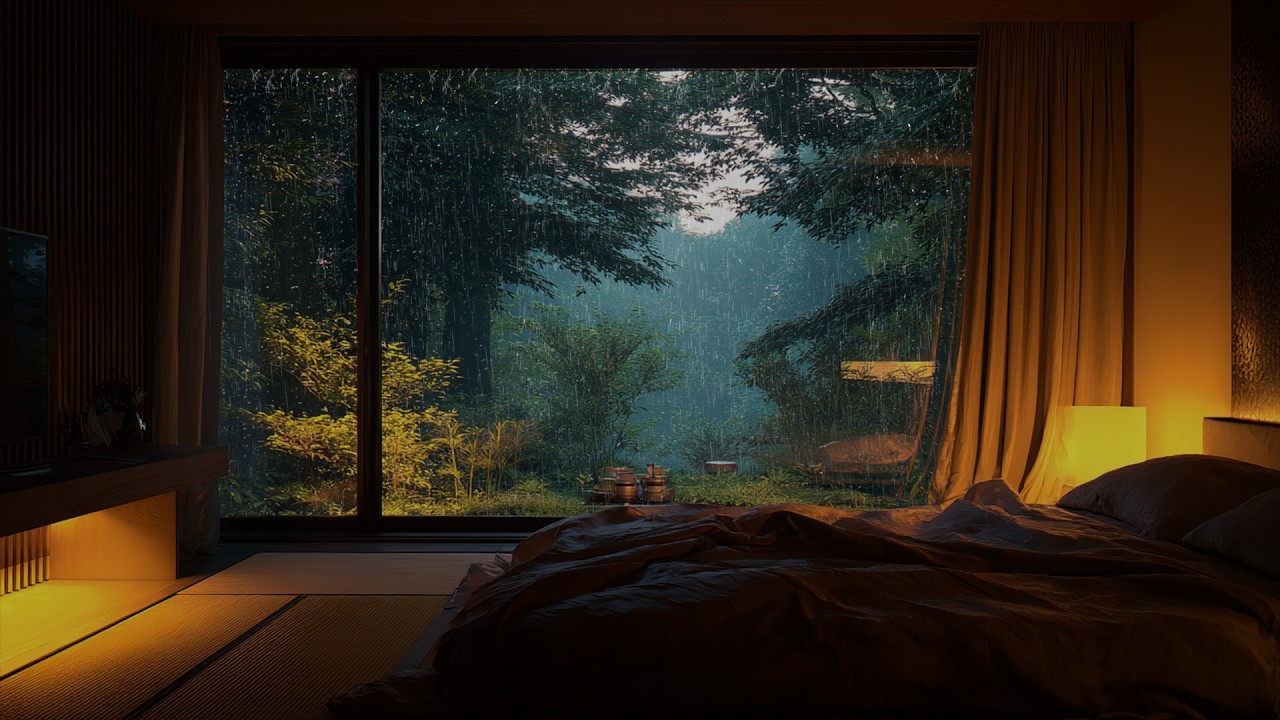 Calm Night Rain Piano | Soft Piano Ambience for Deep Sleep and Relaxation