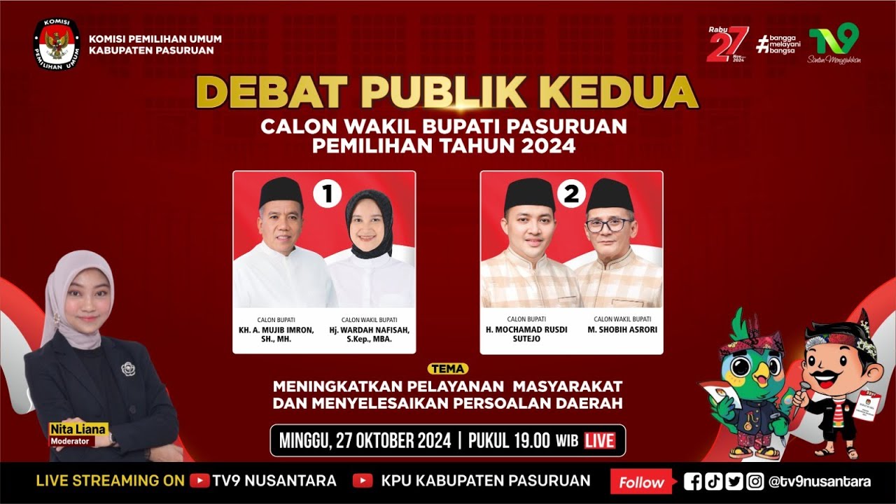 🔴 (LIVE)  Debat Publik Kedua Calon Wakil Bupati Pasuruan Pemilihan Tahun 2024