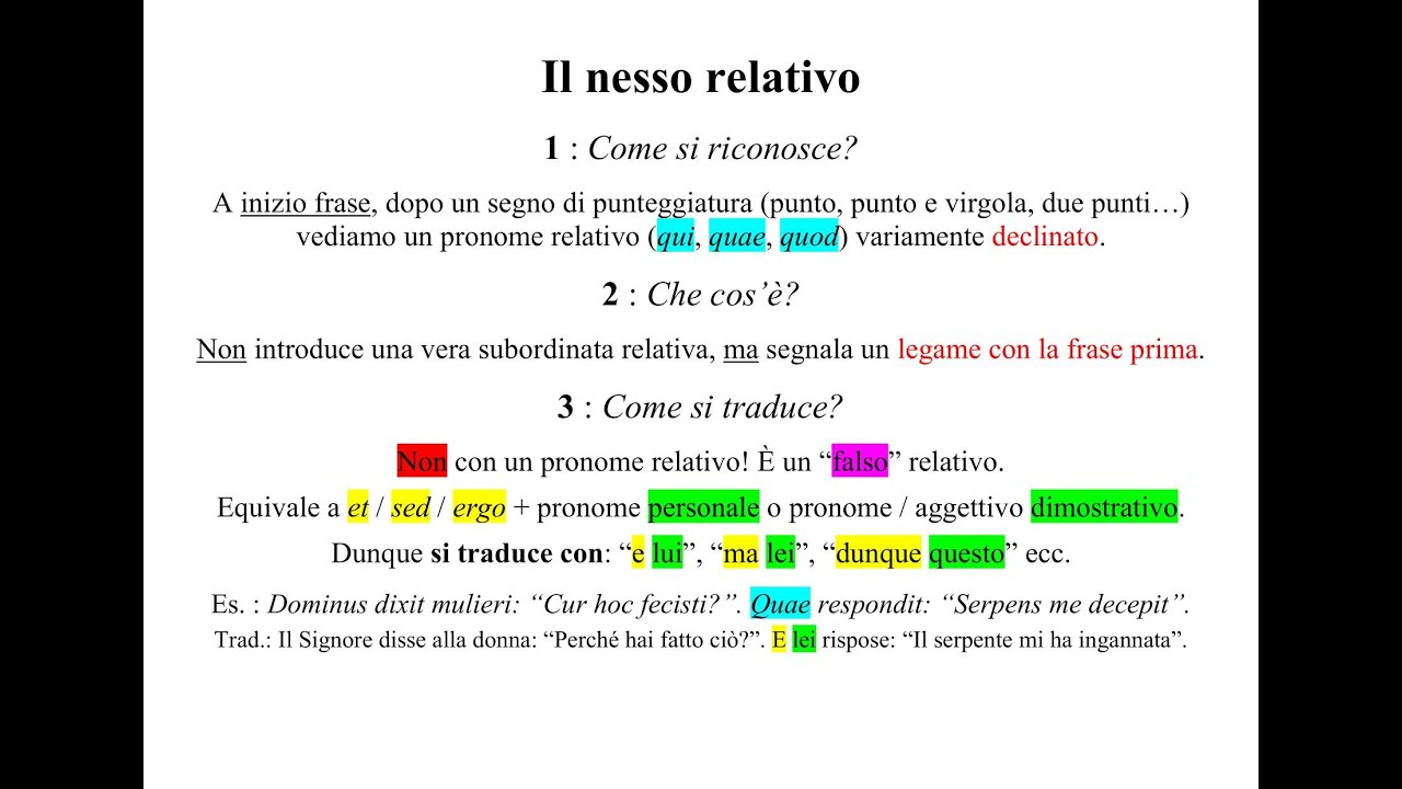 Nesso relativo latino : riconoscimento, definizione e traduzione in italiano - Pillole di Latino