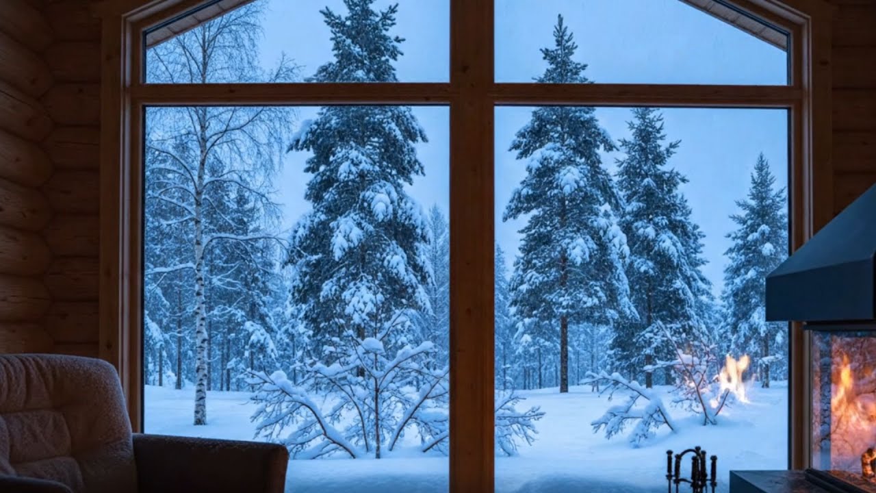 Sitting Indoors Watching Snow Fall in Europe ❄️ Cozy Winter Ambience for Deep Relaxation