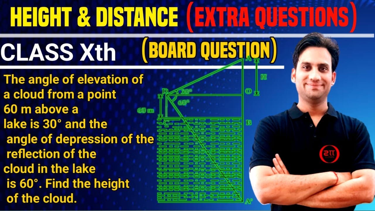 The angle of elevation of a cloud from a point 60 m above a lake is 30 degree and the angle of