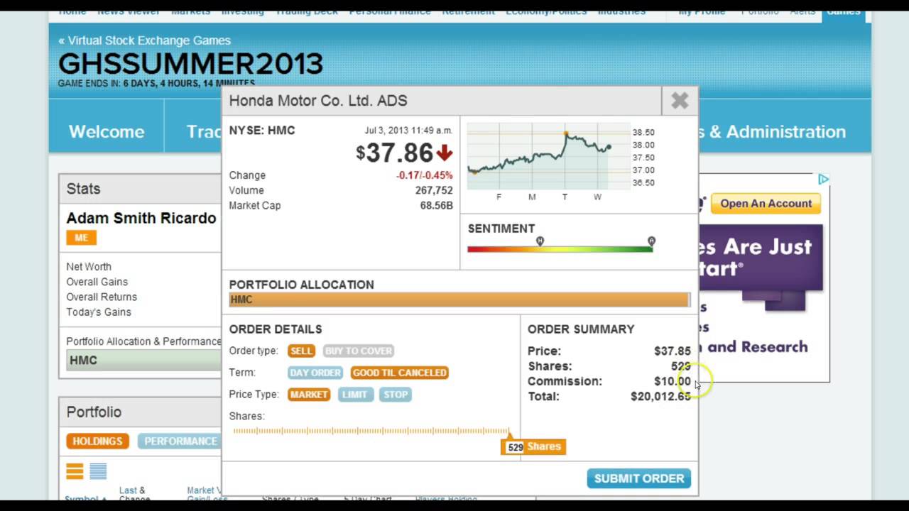 How to Sell Stocks in the Marketwatch Simulation