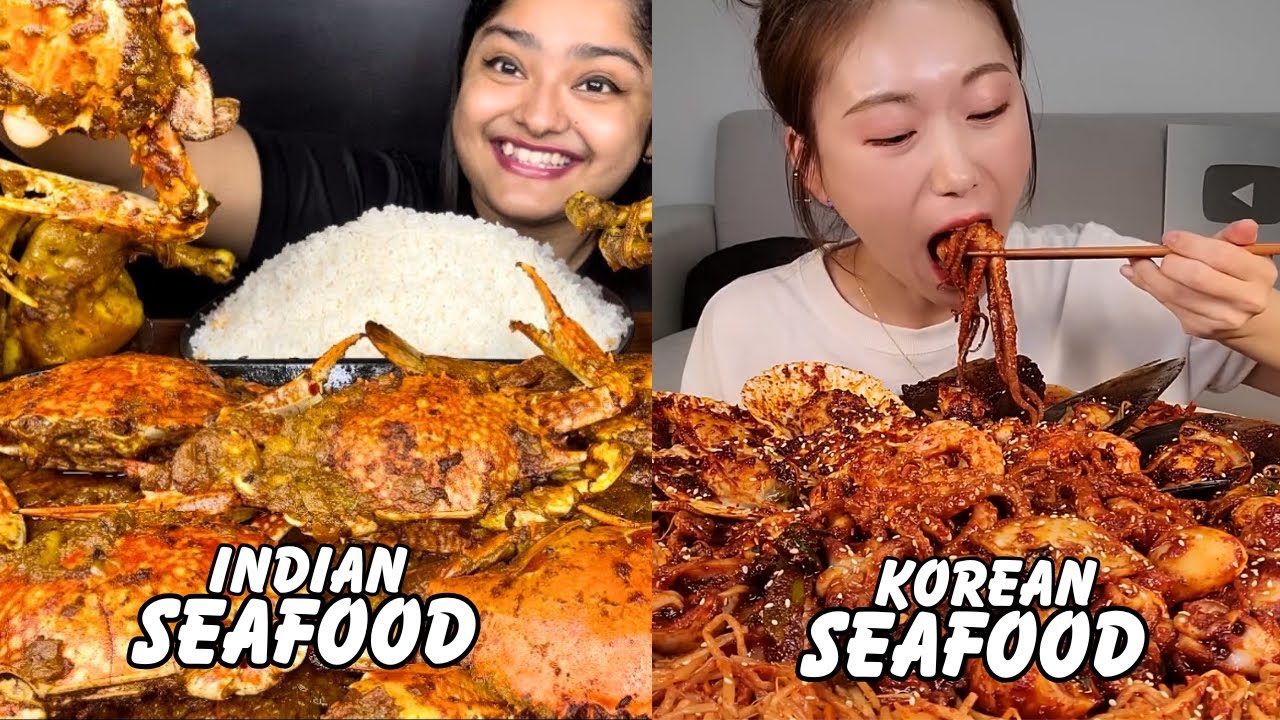 Indian & Korean eating seafood🤤Mukbang Compilation